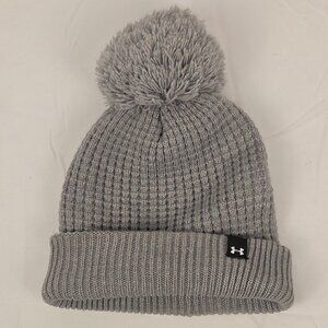 Under Armour Gray Ribbed Pom Beanie Hat – One Size